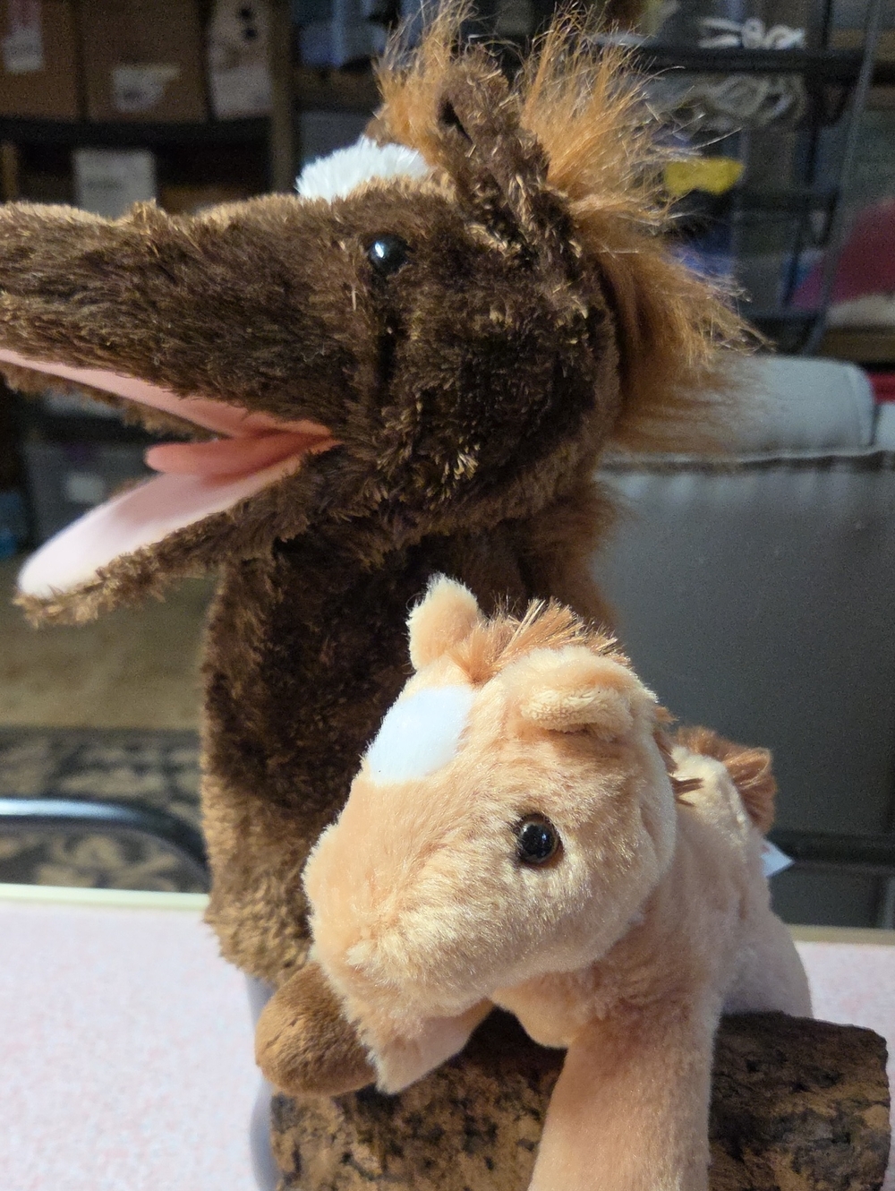 Aurora Plush Horse Set: 10" Lonestar Hand Puppet & Small Mini Flopsie Stuffed To